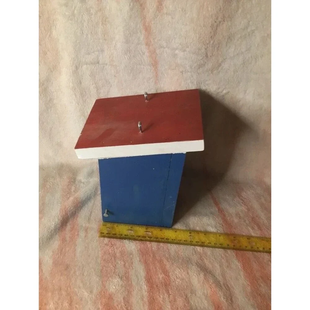 Red White and Blue Homemade Bird House